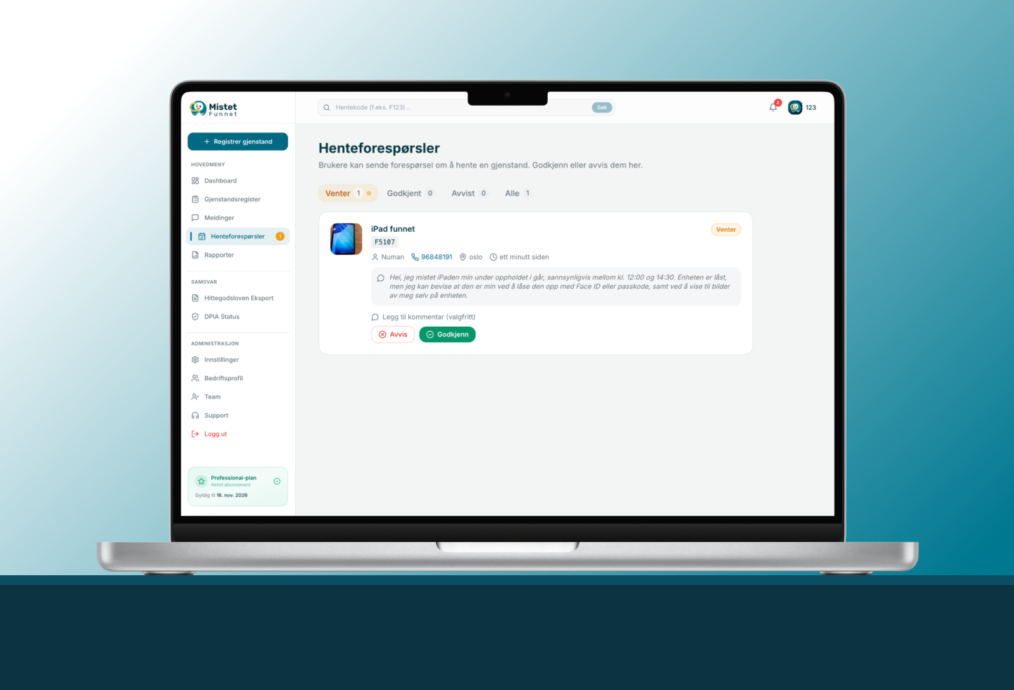 Pickup requests — approve or decline before anyone arrives at the counter